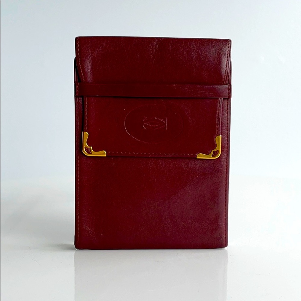 Cartier Brown Leather Tri-Fold Passport Wallet